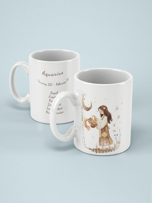 Aquarius Ceramic Mug 11oz – Glossy Finish, Fade-Proof Print, OEKO-TEX Certified