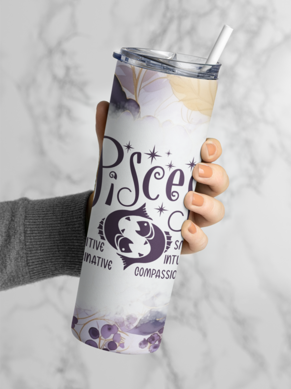 Pisces Tumbler Bottle 20oz(590ml) - Double-Wall Insulated Stainless Steel, OEKO-TEX Certified