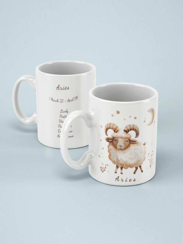 Aries Ceramic Mug 11oz – Glossy Finish, Fade-Proof Print, OEKO-TEX Certified
