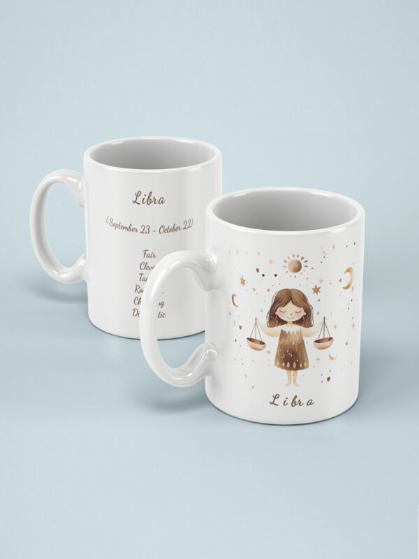 Libra Ceramic Mug 11oz – Glossy Finish, Fade-Proof Print, OEKO-TEX Certified