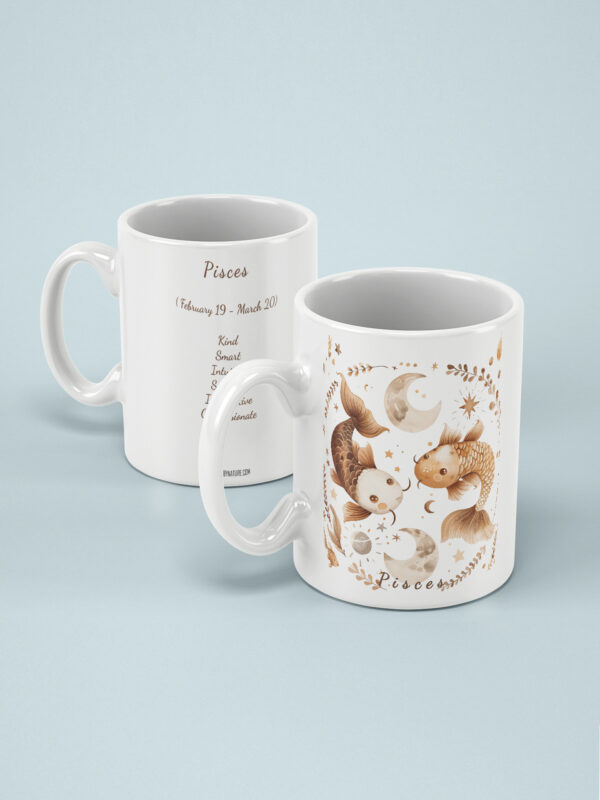 Pisces Ceramic Mug 11oz – Glossy Finish, Fade-Proof Print, OEKO-TEX Certified