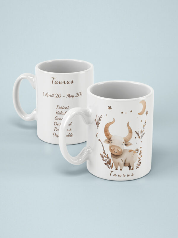 Taurus Ceramic Mug 11oz – Glossy Finish, Fade-Proof Print, OEKO-TEX Certified