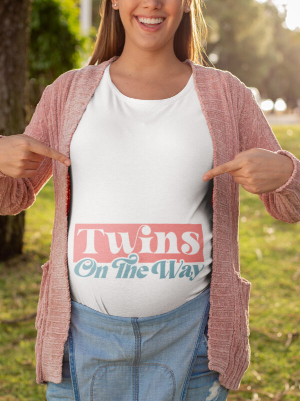 Twins On The Way Maternity T-Shirt - Stylish & Fun Pregnancy Announcement Tee
