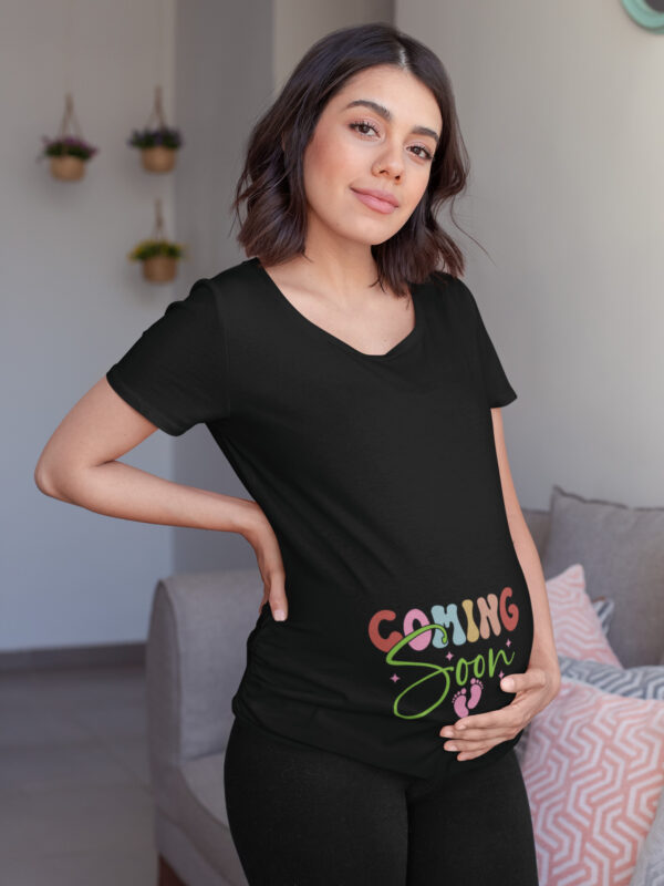 “Coming Soon” Maternity T-Shirt Dress – 100% Cotton Pregnancy Announcement Tee