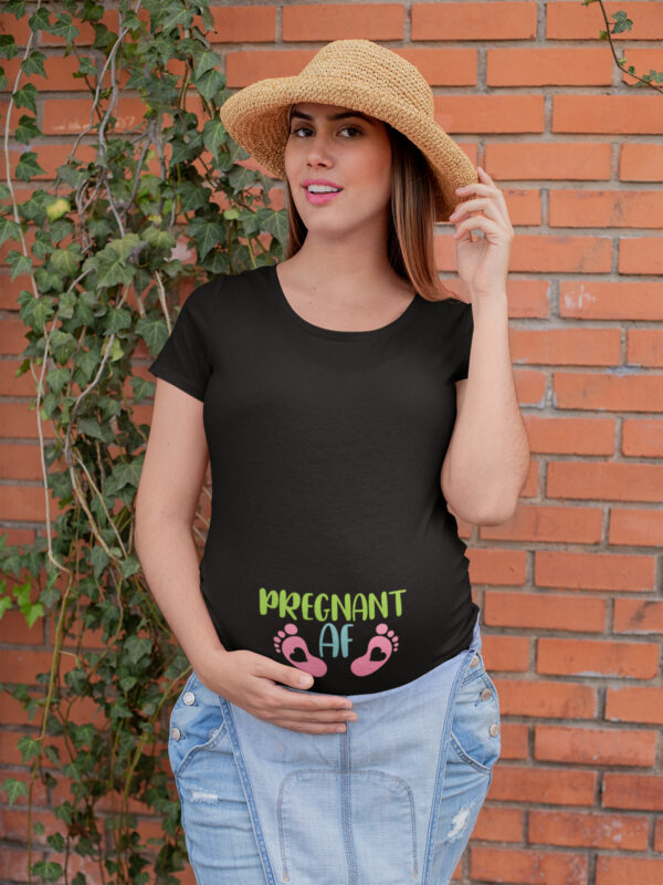 “Pregnant AF” Maternity T-Shirt Dress – Bold & Playful Cotton Pregnancy Tee