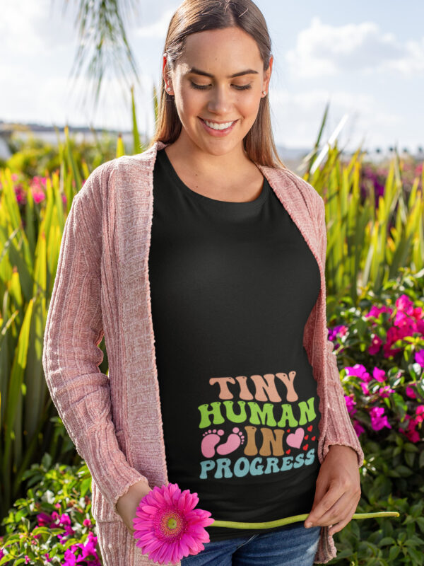 Tiny Human In Progress black Maternity T Shirt Dress .png - Dheeth By Nature