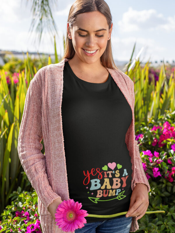 Yes Its a Baby Bump Maternity T Shirt Dress – Cute Comfort Fit Pregnancy Tee black2 - Dheeth By Nature