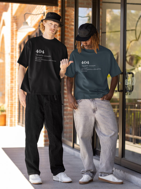 404 Error Graphic T-Shirt – Black Nerdy Humor Tee Unisex Classic Crew T-Shirt