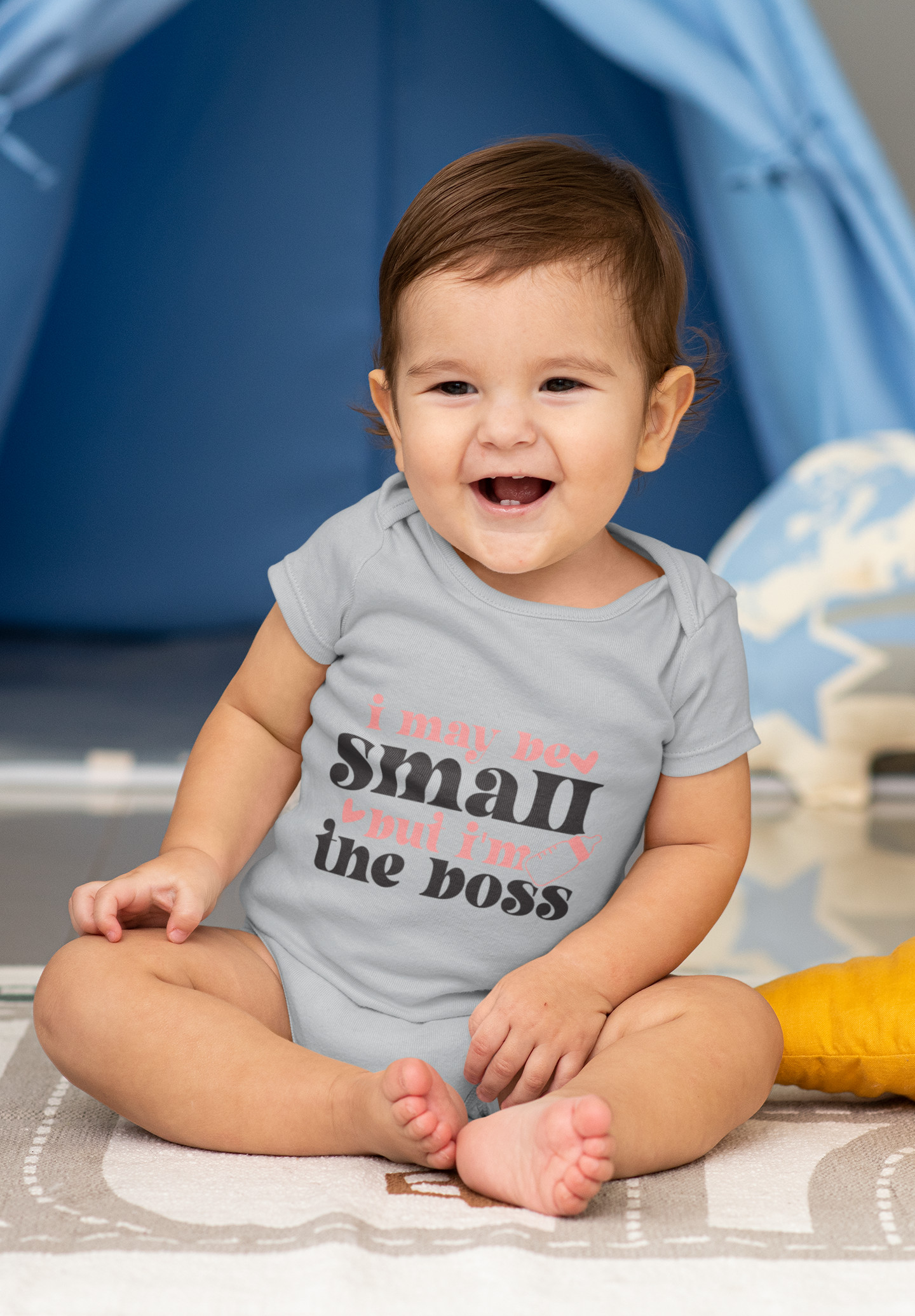 I May Be Small But I’m The Boss Romper grey dheethbynature I May Be Small But Im The Boss Romper grey dheethbynature - Dheeth By Nature