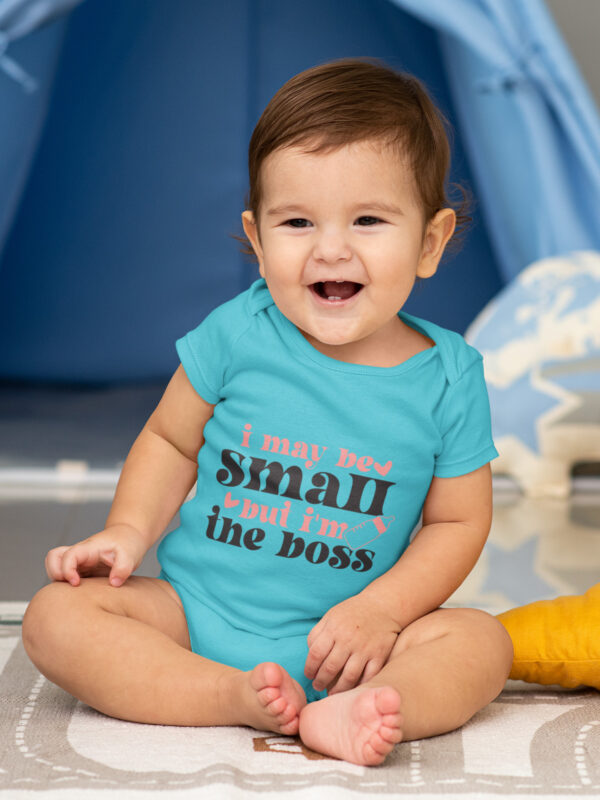 I May Be Small But I’m The Boss Romper – Attitude Babywear - Dheeth By Nature I May Be Small But Im The Boss Romper skyblue dheethbynature - Dheeth By Nature