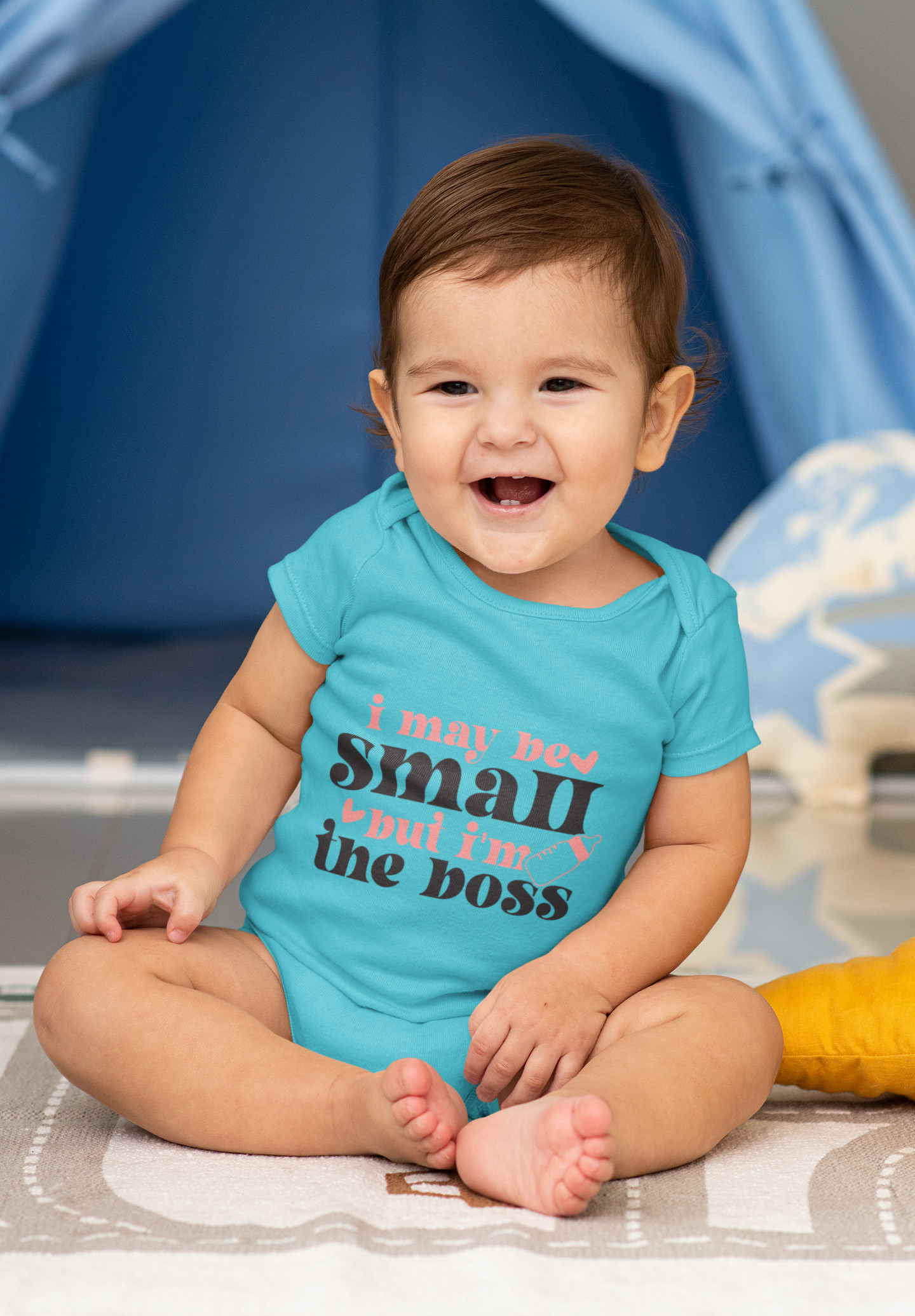 I May Be Small But I’m The Boss Romper skyblue dheethbynature I May Be Small But Im The Boss Romper skyblue dheethbynature - Dheeth By Nature
