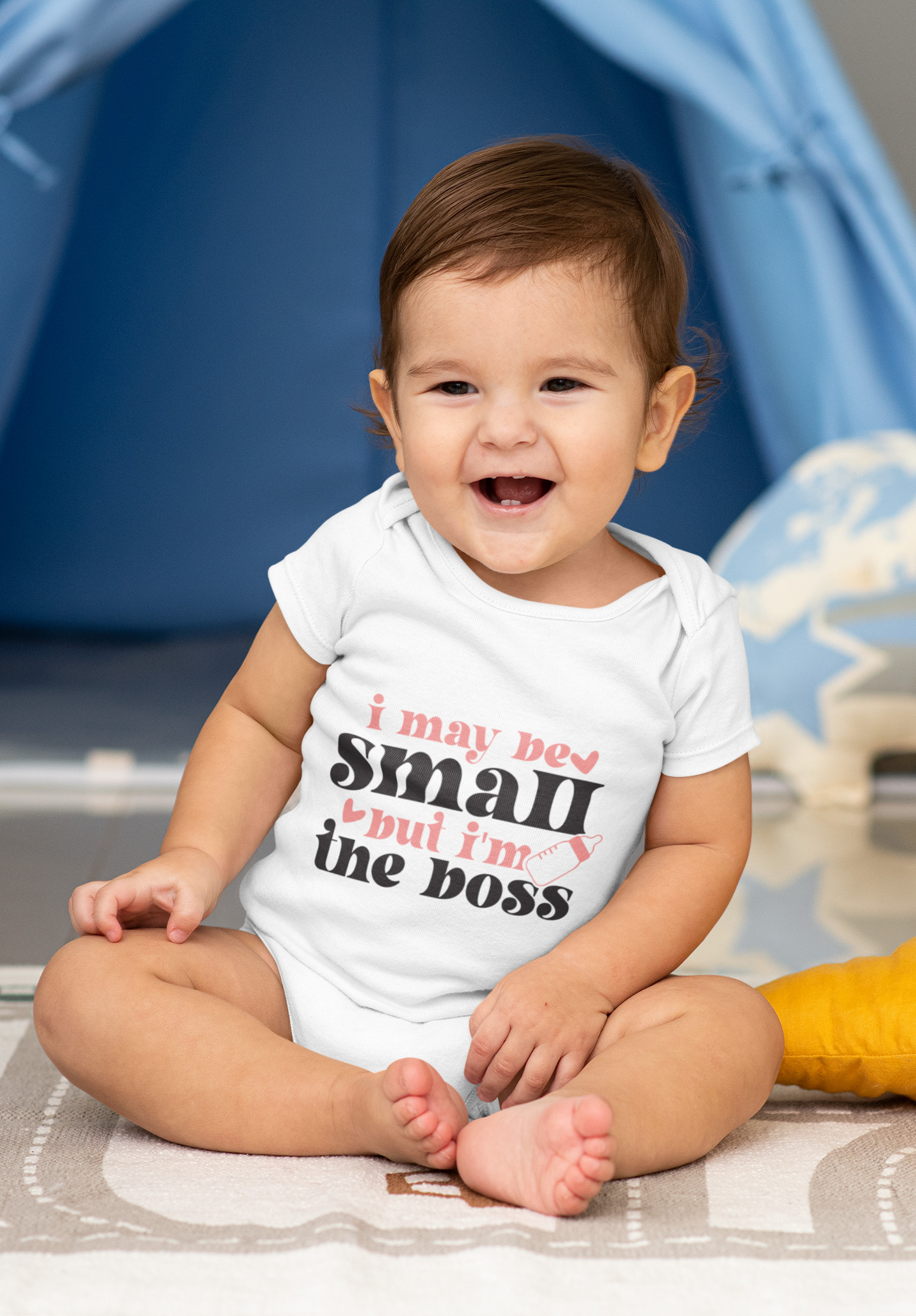 I May Be Small But I’m The Boss Romper white dheethbynature I May Be Small But Im The Boss Romper white dheethbynature - Dheeth By Nature