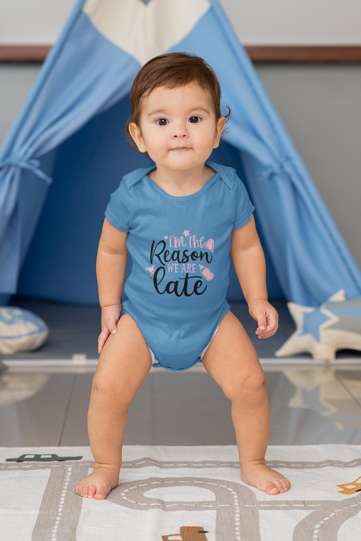 I-am-the reason-we-are-late-orchid-blue-dheethbynature-baby-roamper-onsie I am the reason we are late orchid blue dheethbynature baby roamper onsie - Dheeth By Nature