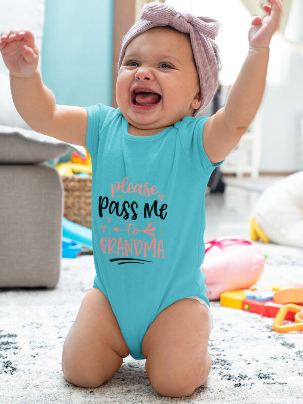 Please Pass Me to Grandma Romper sky blue dhethbynature - Dheeth By Nature