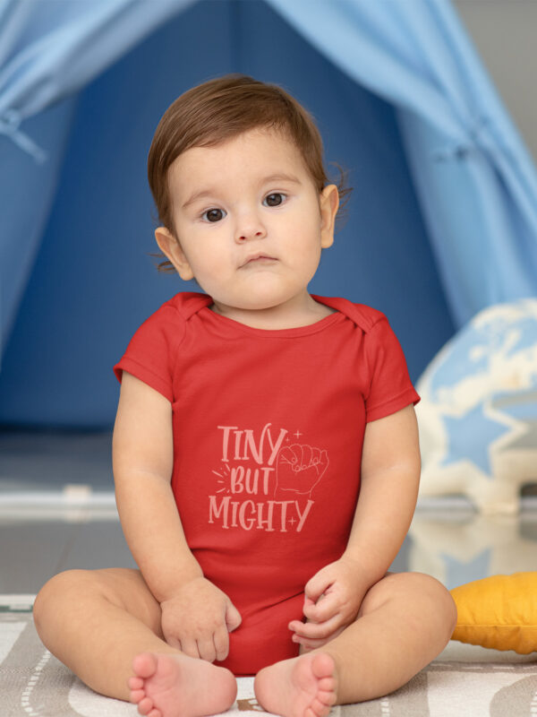 Tiny But Mighty Baby Romper – Power Packed Onesie