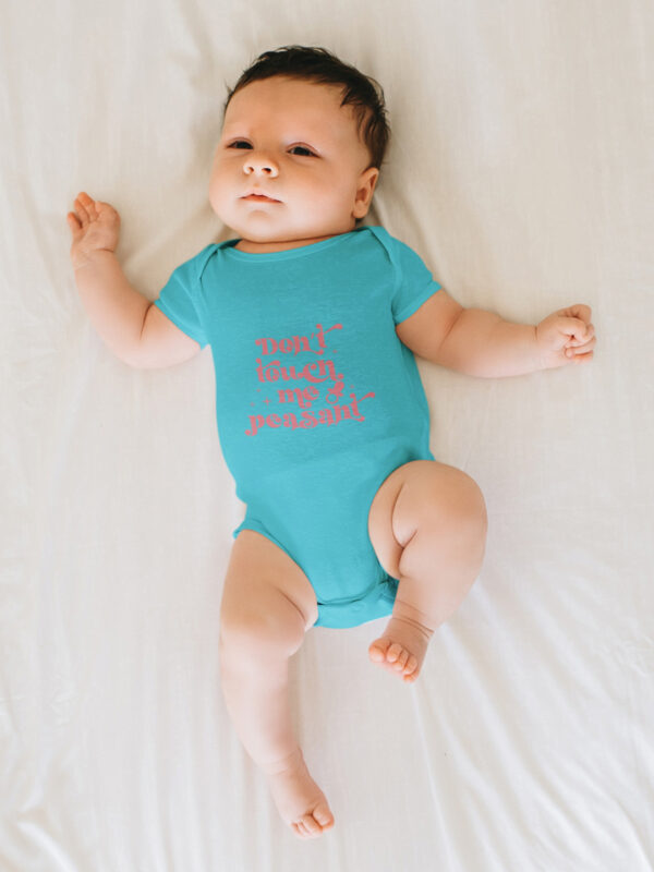 dont touch me peasent dheethbynautre onesie roamper blue - Dheeth By Nature