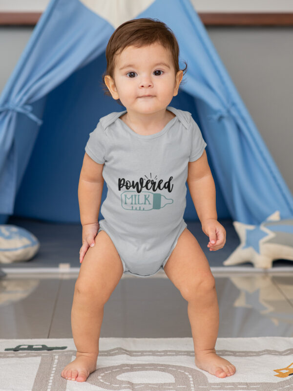 Powered by Milk Romper ‚ Bold Baby Bottle Design
