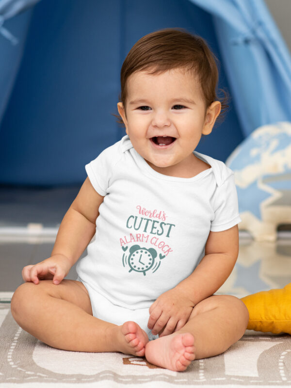 World's Cutest Alarm Clock Romper ‚ Funny Baby Onesie