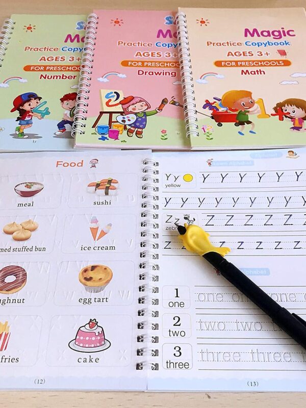 4 Pc Magic Copybook widely used by kids, children’s and even adults also to write down important things over it while emergencies etc.