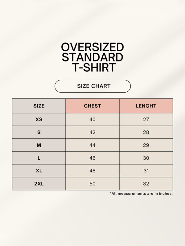 The Universal Reaction: DAMNNN! Unisex Oversized Standard T-Shirt - Dheeth By Nature 1754893560sizechart - Dheeth By Nature