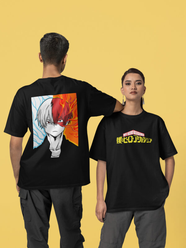 My Hero Academia – Todoroki Half Hot Half Cold Back Print Anime Streetwear  Unisex Terry Oversized Tee