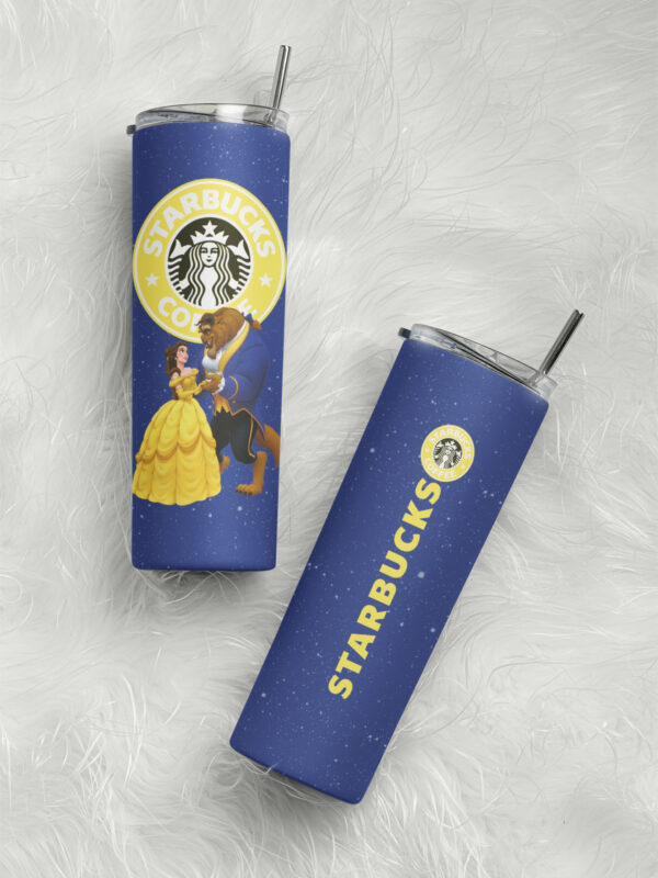 Beauty and the Beast Starbucks Tumbler – 20oz Stainless Steel Insulated Cup with Straw