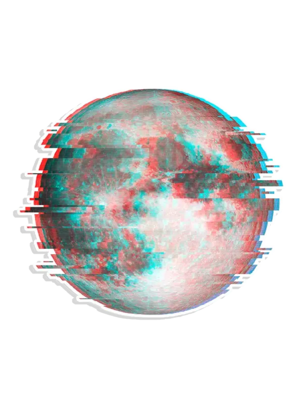 Glitchy Moon Sticker