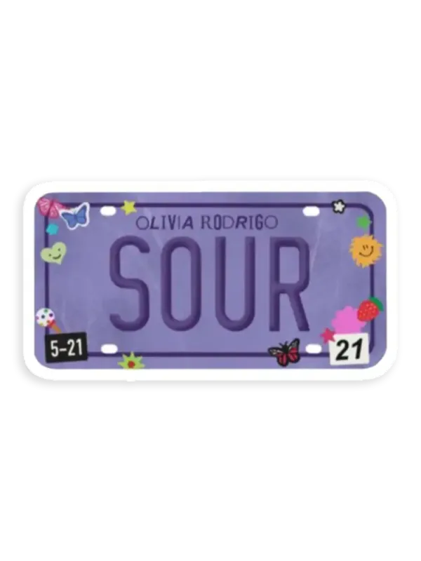OLIVIA RODRIGO SOUR LICENSE PLATE Sticker