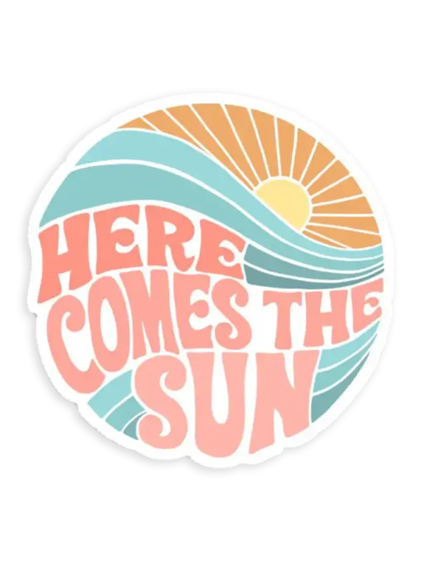 Pink Groovy Here Comes the Sun Sticker
