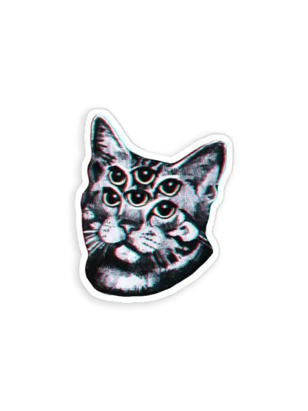 Psychedelic Cat (3D vintage effect) Sticker