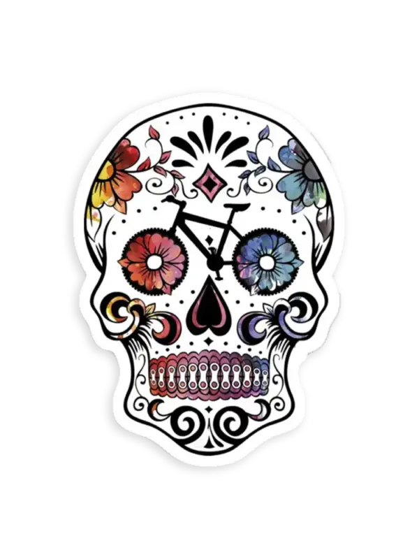 Sugar skull bikes watercolor Sticker