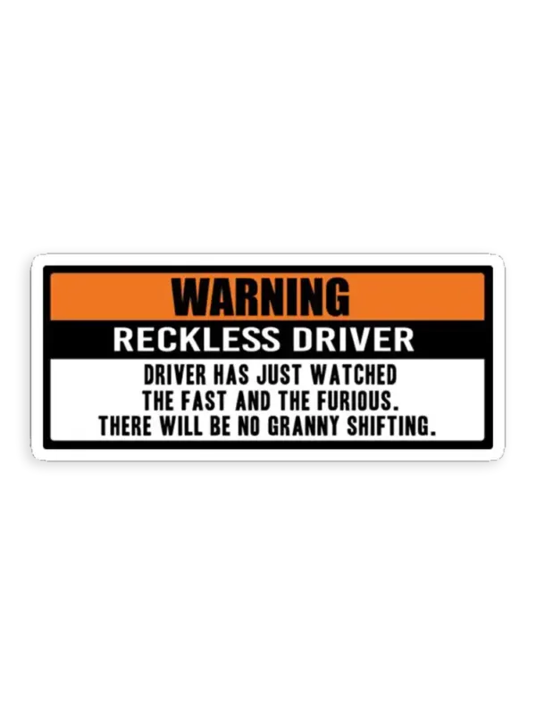 Warning Fast and Furious Car Sticker