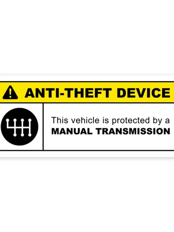 Yellow Anti-Theft Device Manual Transmission Warning (reverse gear on top left) Car Sticker