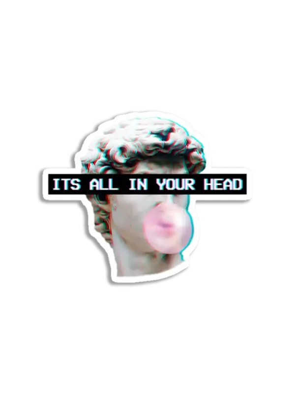 Vaporwave Aesthetic Art Glitch 90s Its All In Your Head Sticker