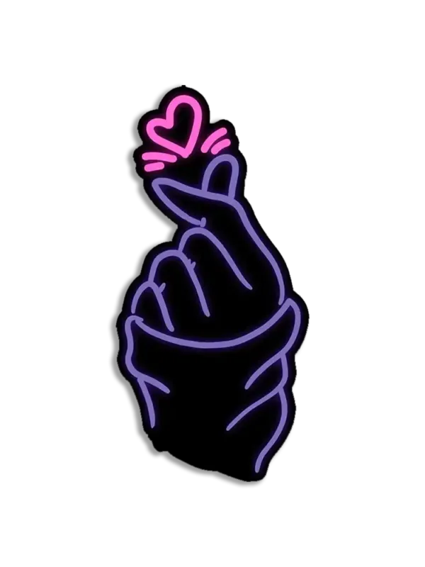 Neon Saranghae Finger Heart Love Sticker