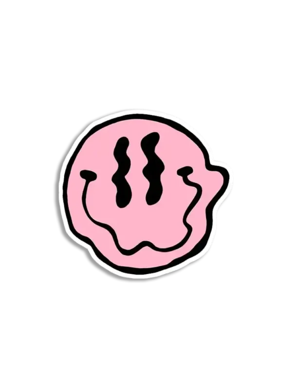 Pink Smiley Trippy Sticker