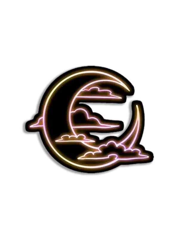 Neon Clouds and Moon Sticker