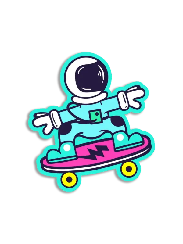 Astronaut Skateboarding Trippy Sticker