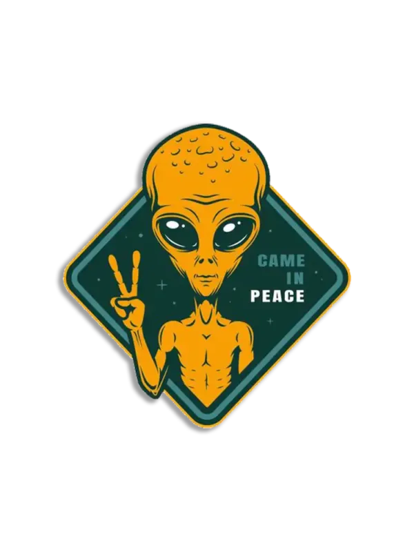Alien Peace Sign Sticker