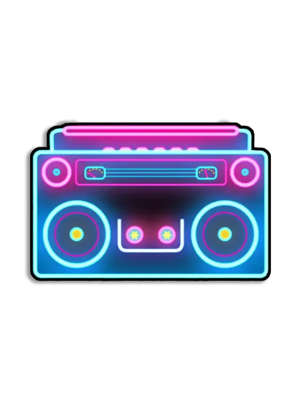 Neon Cassette Sign Sticker