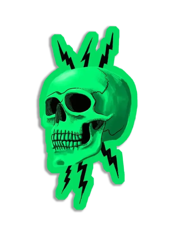 Thunder Green Skull Sticker