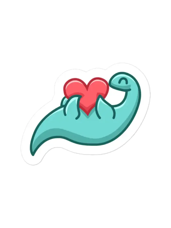 Cute Dino with Love Heart Sticker