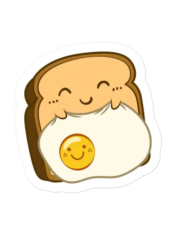 Kawaii Sleeping Toast with Egg Sticker
