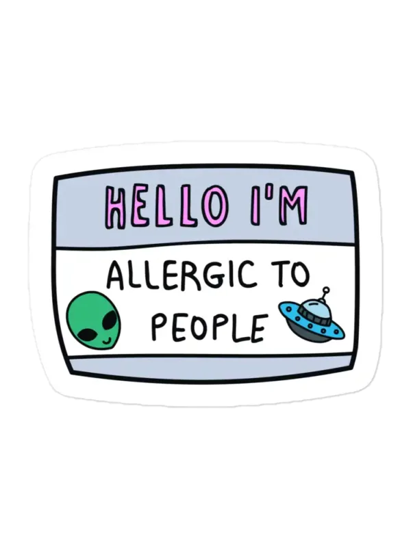 Name Card Allergic to People Sticker