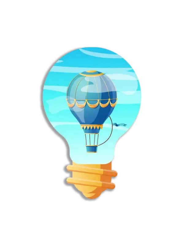 Air Balloon in Light Bulb Sticker