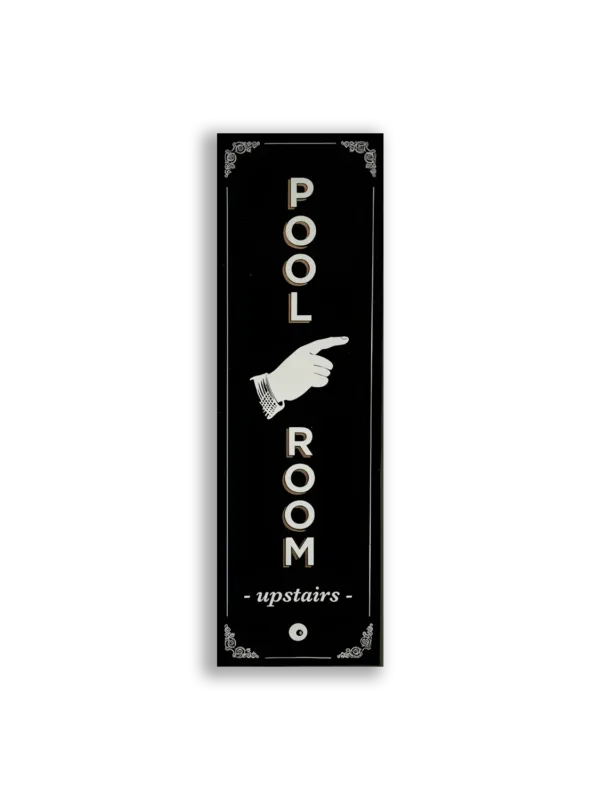 Pool Room Upstairs This Way Sticker