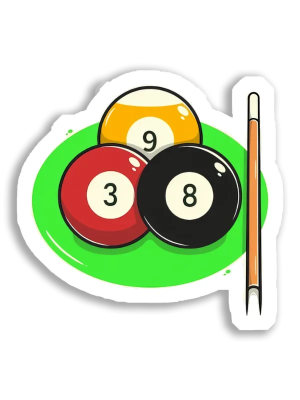 Billiards 3, 8, and 9 Balls Sticker