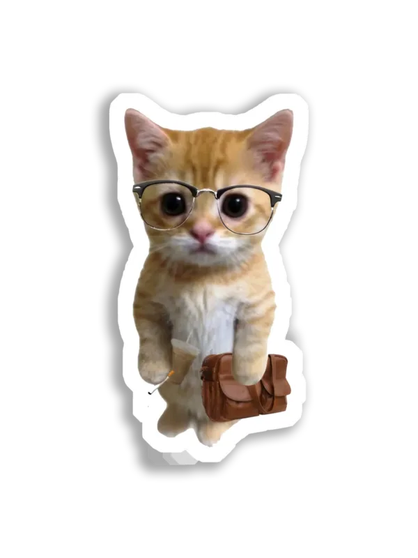 Sophisticated Kitty With Iced Coffee Sticker