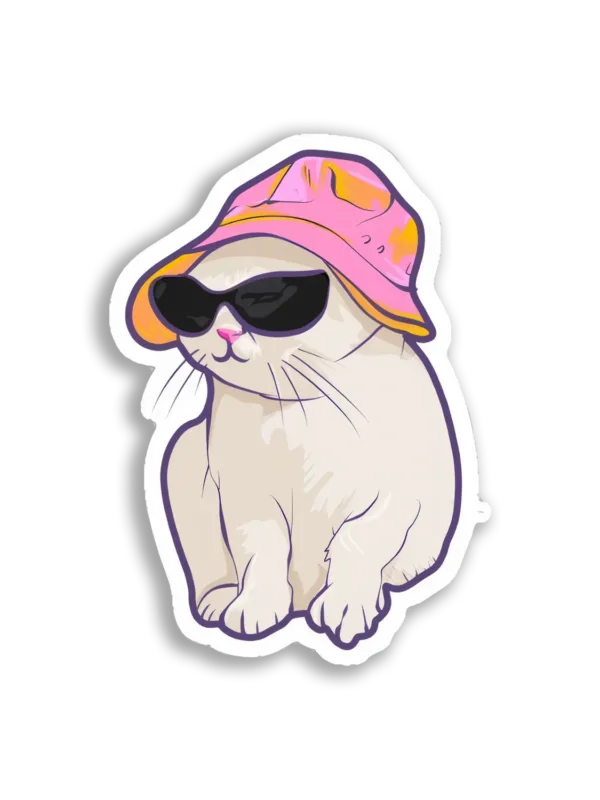 Cool Cat in a Pink Hat Sticker