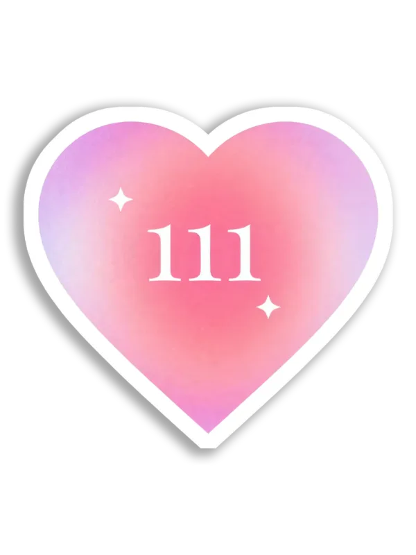 Pink Heart With Angel Number 111 Sticker